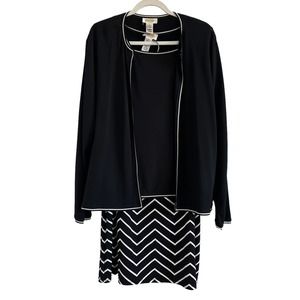 Vintage Talbots Black 3 Piece Skirt Outfit With Sleeveless Top & Cardigan Large